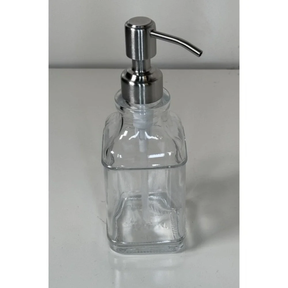 JASAI Antique Glass Soap Dispenser‎ Clear Bottle Stainless Steel Pump New 81-11